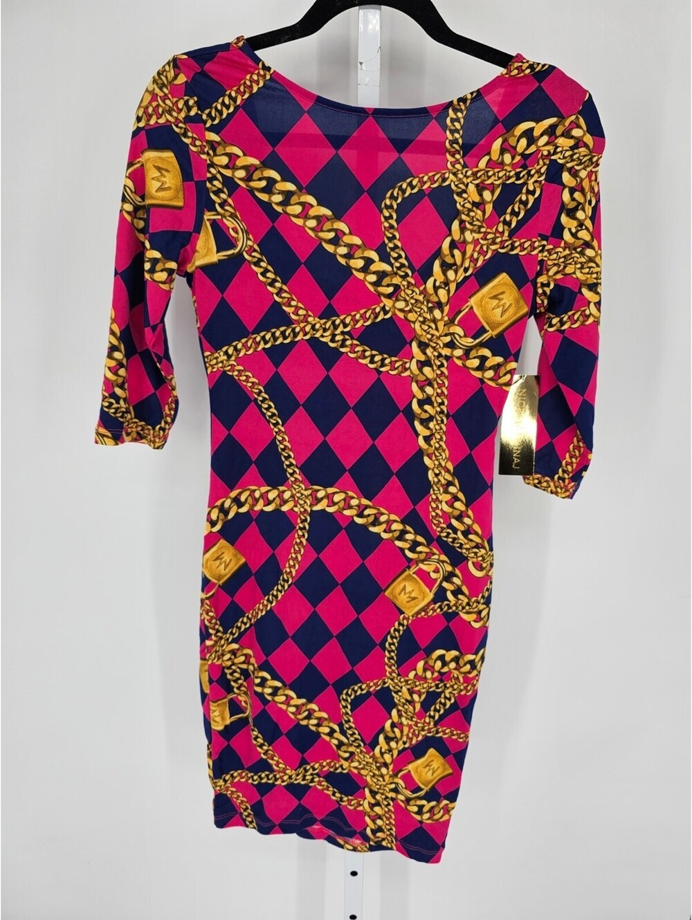 Vtg Y2K Nicki Minaj Womens Sz M Fitted Bodycon Dress Chain Print NEW